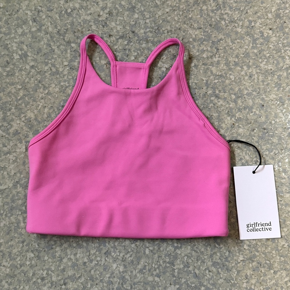 Girlfriend collective halter bra in bubblegum (discontinued) XXS NWT